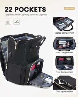 Foto 3 | Foto 3 | Mochila para Portátil Lovevook de 17.3 Pulgadas Resistente al Agua Negra para Mujer - Venta Internacional