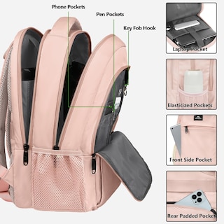 Foto 2 | Foto 2 | Mochila Matein para Laptop de 15.6 Pulgadas con Puerto USB Rosa - Venta Internacional