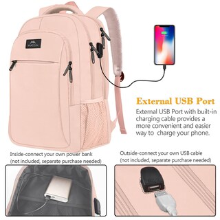 Foto 3 | Foto 3 | Mochila Matein para Laptop de 15.6 Pulgadas con Puerto USB Rosa - Venta Internacional