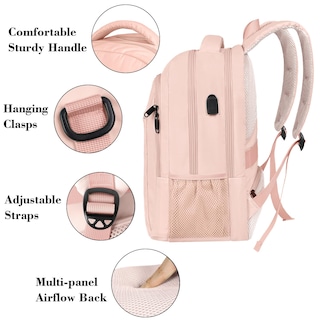 Foto 5 | Foto 5 | Mochila Matein para Laptop de 15.6 Pulgadas con Puerto USB Rosa - Venta Internacional