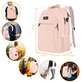 Foto 6 | Foto 6 | Mochila Matein para Laptop de 15.6 Pulgadas con Puerto USB Rosa - Venta Internacional