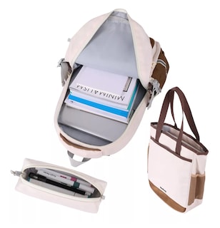 Foto 3 | Foto 3 | Mochila Escolar De Viaje Para Laptop Belug Gran Capacidad Set De 3 Piezas Beige/marrón