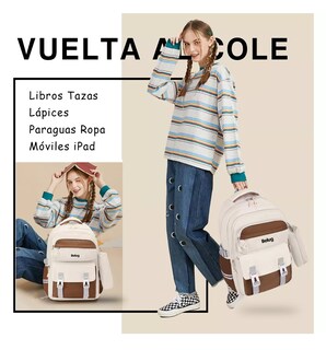 Foto 5 | Foto 5 | Mochila Escolar De Viaje Para Laptop Belug Gran Capacidad Set De 3 Piezas Beige/marrón