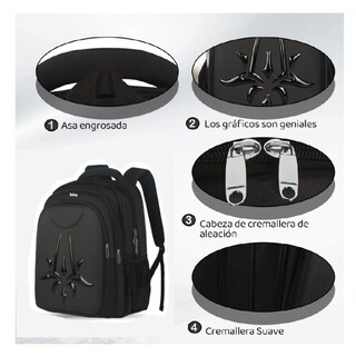 Foto 4 | Foto 4 | Mochila Para Laptop De 17 Pulgadas Gran Capacidad Belug, Negro Color:b