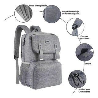 Foto 5 | Foto 5 | Mochila Para Laptop 15.6p Con Lonchera Lab.g Gris