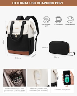 Foto 4 | Foto 4 | Mochila Para Portátil Lovevook Para Mujer, 15.6 Pulgadas, Impermeable, Color Beige - Venta Internacional.