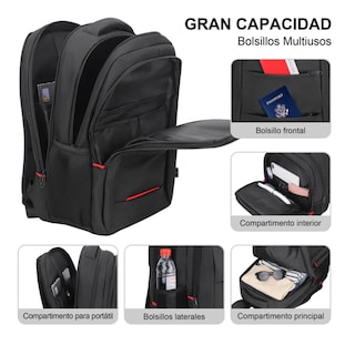 Foto 2 | Foto 2 | Mochila Para Laptop Antirrobo Belug, Negro Detalle Rojo