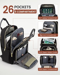 Foto 3 | Foto 3 | Mochila Para Portátil Lovevook Para Mujer/hombre De 15.6 Pulgadas, Negro Y Gris - Venta Internacional.