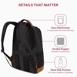 Foto 3 | Foto 3 | Mochila Para Portátil Swissgear Cecil 5505 Negra De Lona Y Marrón De 18 Pulgadas - Venta Internacional.