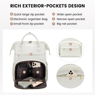 Foto 3 | Foto 3 | Mochila Para Portátil Lovevook De Piel De 15.6 Pulgadas Con Puerto Usb Para Mujer - Venta Internacional.