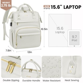 Foto 4 | Foto 4 | Mochila Para Portátil Lovevook De Piel De 15.6 Pulgadas Con Puerto Usb Para Mujer - Venta Internacional.