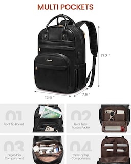 Foto 4 | Foto 4 | Mochila Para Portátil Lovevook Vintage De Piel Sintética De 15 6 Pulgadas Negra 25 L - Venta Internacional.