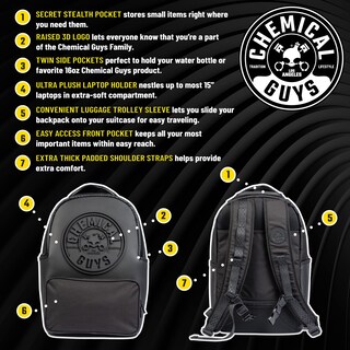 Foto 3 | Foto 3 | Mochila Chemical Guys Legacy Stealth Multiusos Con Portátil - Venta Internacional.