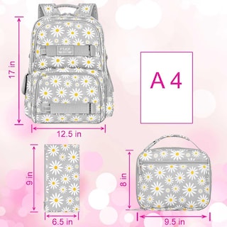 Foto 4 | Foto 4 | Mochila Agsdon Daisy Girls Para Portátil De 17 Pulgadas Con Fiambrera Color Gris - Venta Internacional.