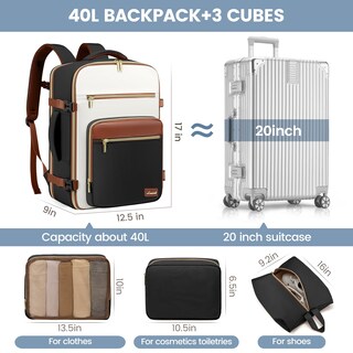 Foto 5 | Foto 5 | Mochila De Viaje Lovevook De 40 Litros Para Mujer Con Compartimento Para Portátil De 17 Pulgadas - Venta Internacional.