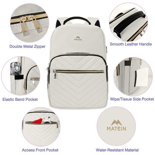 Foto 4 | Foto 4 | Mochila Matein Para Portátil De Viaje Antirrobo 15.6 Pulgadas Blanca Para Mujer - Venta Internacional.