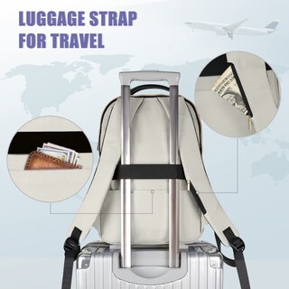 Foto 6 | Foto 6 | Mochila Matein Para Portátil De Viaje Antirrobo 15.6 Pulgadas Blanca Para Mujer - Venta Internacional.