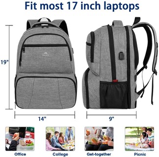 Foto 6 | Foto 6 | Mochila De Almuerzo Matein Con Aislamiento Térmico De 17 Pulgadas Con Puerto Usb - Venta Internacional.