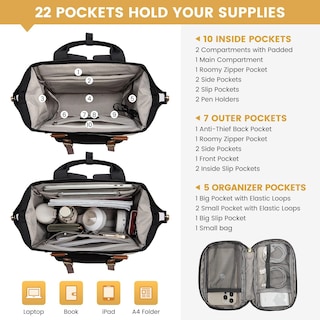 Foto 3 | Foto 3 | Mochila Para Portátil Lovevook Para Mujer De 17 Pulgadas Negro Y Marrón - Venta Internacional.
