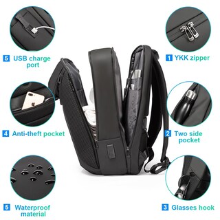 Foto 3 | Foto 3 | Mochila Para Portátil Bange Smart Business A Prueba De Agua De 15 6 A 17 3 Pulgadas - Venta Internacional.