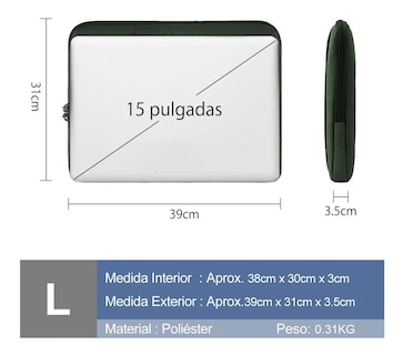 Foto 2 | Foto 2 | Funda para Laptop 15.6'' Pulgadas color Verde