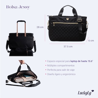 Foto 7 | Foto 7 | Bolsa Tote para Laptop LuckyLy Jessy color Negro hasta 15.6 Pulgadas de Mujer