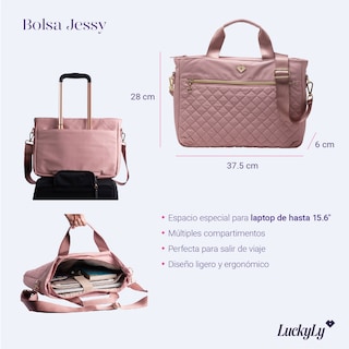Foto 7 | Foto 7 | Bolsa Tote para Laptop LuckyLy Jessy color Rosa hasta 15.6 Pulgadas de Mujer