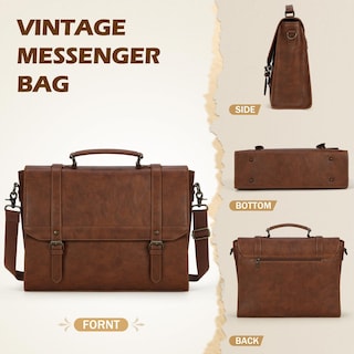 Foto 5 | Foto 5 | Bandolera Igolumon, De Piel Vintage, Impermeable, 15.6 Pulgadas - Venta Internacional.