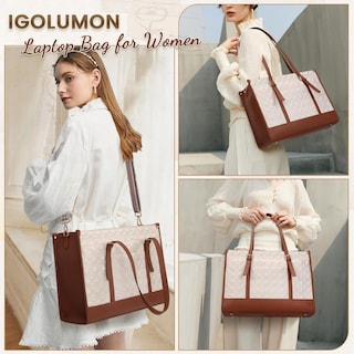 Foto 3 | Foto 3 | Bolsa Para Portátil Igolumon Para Mujer De 15.6 Pulgadas, Piel Vegana, Color Beige - Venta Internacional.