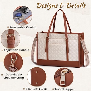 Foto 4 | Foto 4 | Bolsa Para Portátil Igolumon Para Mujer De 15.6 Pulgadas, Piel Vegana, Color Beige - Venta Internacional.
