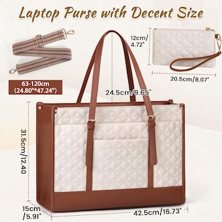 Foto 5 | Foto 5 | Bolsa Para Portátil Igolumon Para Mujer De 15.6 Pulgadas, Piel Vegana, Color Beige - Venta Internacional.