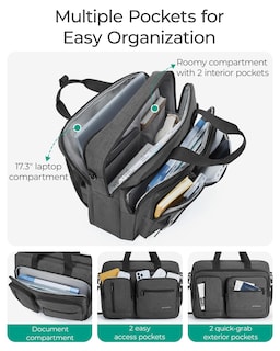 Foto 3 | Foto 3 | Bolsa Para Portátil Bagsmart 3 En 1 Repelente Al Agua 17.3 Pulgadas Para Hombre Negra - Venta Internacional.