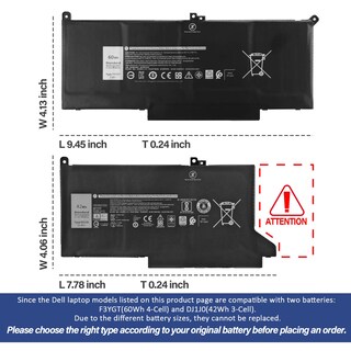 Foto 7 | Foto 7 | Batería De Ordenador Portátil Antiee F3ygt 60 Wh 7,6 V Para Dell Latitude - Venta Internacional.
