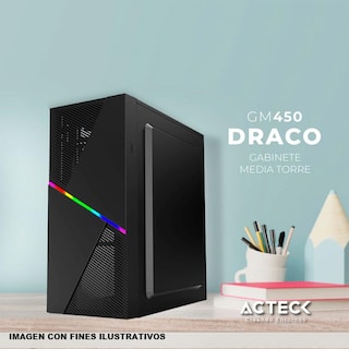 Foto 4 | Foto 4 | Gabinete Acteck Draco Gm450 Atx Media Torre Fuente 500w Cristal Templado Negro Ac-935715