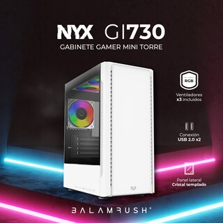 Foto 2 | Foto 2 | Gabinete Gamer BALAM RUSH NYX GI730 Micro ATX Mini Torre 3 Fan Cristal Templado RGB Blanco BR-936101