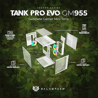 Foto 4 | Foto 4 | Gabinete Balam Rush Tank Pro Evo Gm955 Mini Torre 3 Fan Rgb Micro Atx Cristal Templado Br-937337 Color Blanco