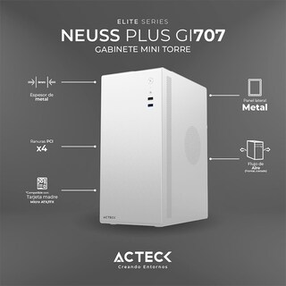 Foto 4 | Foto 4 | Gabinete ACTECK NEUSS PLUS GI707 Micro ATX Mini Torre Fuente 450w Blanco AC-936026