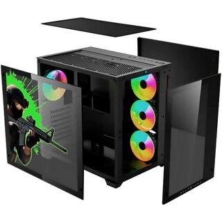 Foto 4 | Foto 4 | Gabinete Gamer Xtreme Pc Gaming Counter Strike Edition Media Torre Atx/micro Atx/itx Fan 4x120mm Cristal Templado Rgb Negro