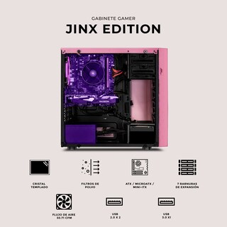 Foto 5 | Foto 5 | Gabinete Xtreme Pc Gaming Lol Jinx Edition Media Torre 4 Fan Rgb Rosa Cxtjilhpk