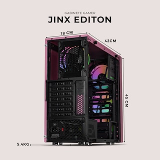 Foto 6 | Foto 6 | Gabinete Xtreme Pc Gaming Lol Jinx Edition Media Torre 4 Fan Rgb Rosa Cxtjilhpk