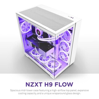 Foto 2 | Foto 2 | Funda Para Videojuegos Para Pc Nzxt H9 Flow, Doble Cámara, Atx Mid-tower, Blanca - Venta Internacional.