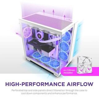 Foto 3 | Foto 3 | Funda Para Videojuegos Para Pc Nzxt H9 Flow, Doble Cámara, Atx Mid-tower, Blanca - Venta Internacional.