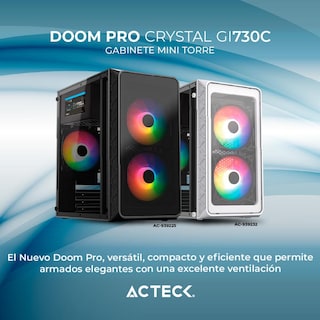 Foto 2 | Foto 2 | Gabinete Acteck Doom Pro Crystal Gi730 Micro Atx Mini Torre 3 Fan Fuente 600w Cristal Templado Blanco Ac-939232