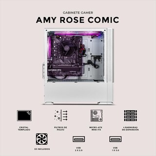 Foto 5 | Foto 5 | Gabinete Gamer Xtreme Pc Gaming Amy Comic Edition Mini Torre Micro Atx 3 Fan Argb Mesh Cristal Templado