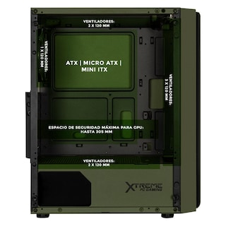 Foto 3 | Foto 3 | Gabinete Gamer Xtreme Pc Gaming Kronos Media Torre Atx 4 Fan Argb Cristal Templado Verde Militar