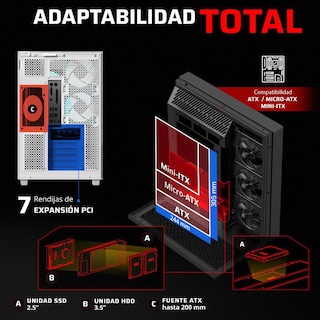 Foto 2 | Foto 2 | Gabinete Gamer Balam Rush Tank Majestic 7600 Atx Media Torre 5 Fan Panel Cristal Templado Usb-c Argb Blanco Br-941501