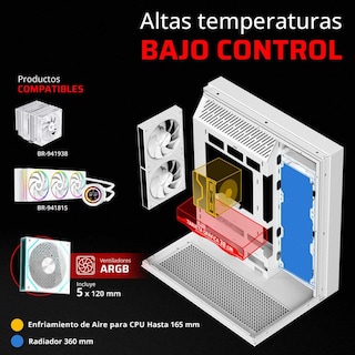 Foto 3 | Foto 3 | Gabinete Gamer Balam Rush Tank Majestic 7600 Atx Media Torre 5 Fan Panel Cristal Templado Usb-c Argb Blanco Br-941501
