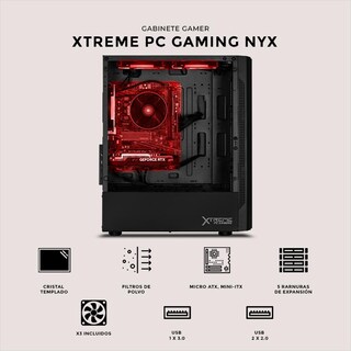 Foto 5 | Foto 5 | Gabinete Xtreme Pc Gaming Nyx Mini Torre 3 Fan Rgb Negro Cxt730bk