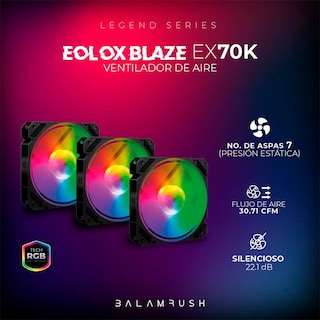 Foto 3 | Foto 3 | Kit Ventilador Gamer Balam Rush Eolox Blaze EX70K 120mm RGB 1200rpm BR-937962 Negro 3 Unidades