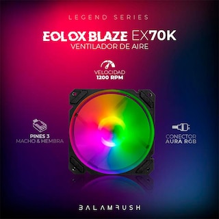 Foto 4 | Foto 4 | Kit Ventilador Gamer Balam Rush Eolox Blaze EX70K 120mm RGB 1200rpm BR-937962 Negro 3 Unidades